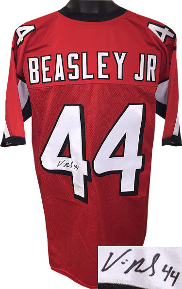 Vic Beasley, Jr. Autographed Red Custom Stitched Pro Style Football Jersey #44 XL minor spot- JSA Witnessed Holo WP411759-Powers Sports Memorabilia