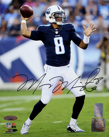 Marcus Mariota Autographed Tennessee Titans 8x10 Photo #8 (navy jersey)- Mariota & Tri-Star Holograms-Powers Sports Memorabilia