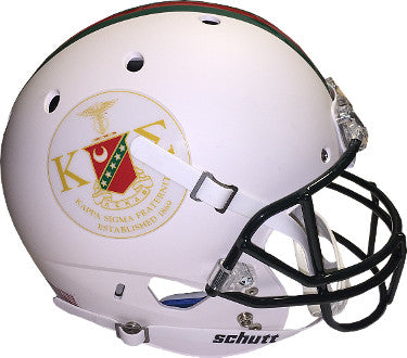 Kappa Sigma Fraternity Logo White Matte Schutt Full Size Replica Football Helmet-Powers Sports Memorabilia