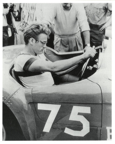 James Dean unsigned Vintage B&W 8 x 10 Poster Card/Photograph (driving Ferrari #75)-Powers Sports Memorabilia