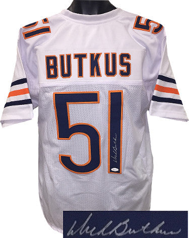 Dick Butkus Autographed White TB Custom Stitched Pro Style Football Jersey XL- JSA Witnessed Hologram-Powers Sports Memorabilia