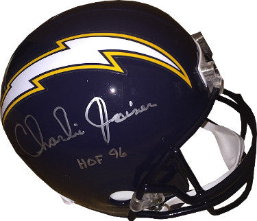 Charlie Joiner Autographed San Diego Chargers TB Navy Full Size Rep Helmet HOF 96- Steiner Hologram-Powers Sports Memorabilia
