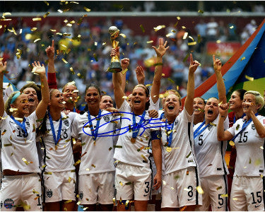 Christie Rampone Autographed Team USA 2015 Women's World Cup Soccer Final Champions Celebration 16x20 Photo- Steiner Hologram-Powers Sports Memorabilia