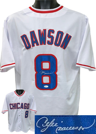 Andre Dawson Autographed White TB Custom Stitched Pro Baseball Jersey XL- JSA Witnessed Hologram-Powers Sports Memorabilia