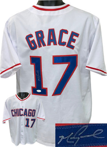 Mark Grace Autographed White TB Custom Stitched Pro Baseball Jersey XL- JSA Witnessed Hologram-Powers Sports Memorabilia