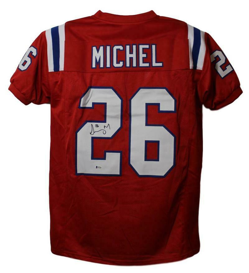 Sony Michel New England Patriots Red XL Signed Jersey BAS-Powers Sports Memorabilia