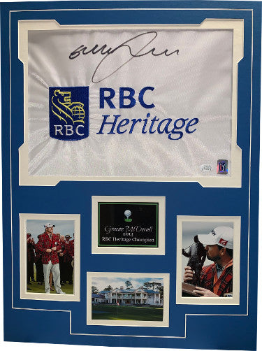 Graeme McDowell Autographed RBC Heritage PGA Tour Golf Pin Flag w/ 3 Photos (18x24) - JSA Hologram-Powers Sports Memorabilia