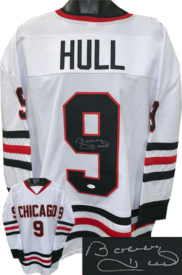 Bobby Hull Autographed White TB Custom Stitched Pro Hockey Jersey XL- JSA Witnessed Hologram-Powers Sports Memorabilia