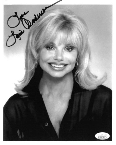 Loni Anderson Autographed B&W 8x10 Photo Love- JSA Hologram #DD32867 (WKRP)-Powers Sports Memorabilia
