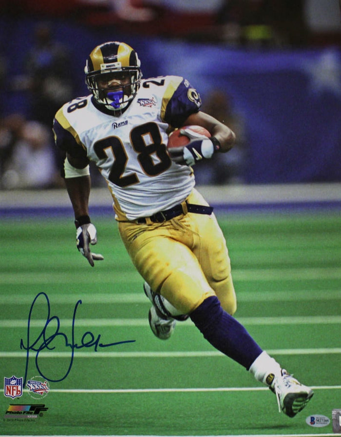 Marshall Faulk Signed Los Angeles Rams 16x20 Photo SB XXXVI – Beckett Authenticated-Powers Sports Memorabilia