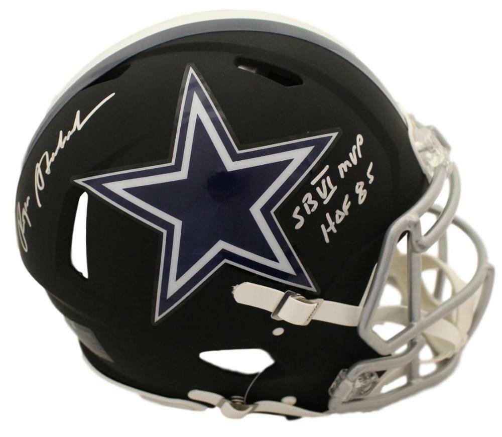 Roger Staubach Signed Dallas Cowboys Authentic Black Matte Helmet 2 Insc – JSA Authenticated-Powers Sports Memorabilia
