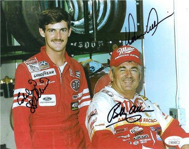 Bobby Allison/Donnie Allison/Eddie Allison triple Autographed NASCAR 8x10 Photo- JSA Hologram #DD32924 (w/ Davey Allison)-Powers Sports Memorabilia