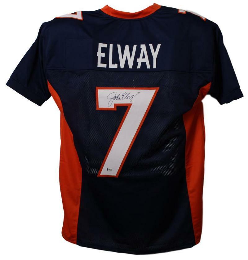 John Elway Signed Denver Broncos Blue XL Jersey – Beckett Authenticated-Powers Sports Memorabilia
