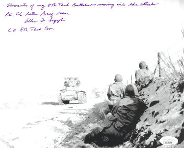 Brigadier General Albin F. Irzyk Autographed Vintage WWII 4th Armored Div. Patton's 3rd Army B&W 8x10 Photo w/ inscription- JSA Holo-Powers Sports Memorabilia
