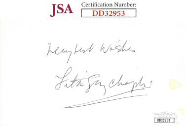 Lita Grey Chaplin Autographed 3X5 Index Card minor spots- JSA Hologram #DD32953-Powers Sports Memorabilia