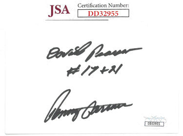 David Pearson & Benny Parsons dual Autographed NASCAR 3x5 Index Card- JSA Hologram #DD32955