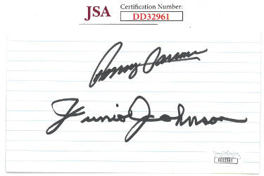 Junior Johnson & Benny Parsons dual Autographed NASCAR 3x5 Index Card- JSA Hologram #DD32961