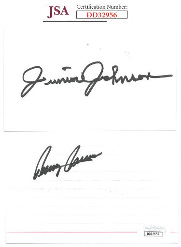 Junior Johnson & Benny Parsons dual Autographed NASCAR 3x5 Index Card- JSA Hologram #DD32956