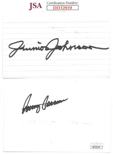 Junior Johnson & Benny Parsons dual Autographed NASCAR 3x5 Index Card- JSA Hologram #DD32959