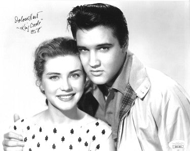 Dolores Hart Autographed Vintage B&W 8x10 Photo King Creole 1958- JSA Hologram #DD47999 (w/ Elvis Presley)-Powers Sports Memorabilia