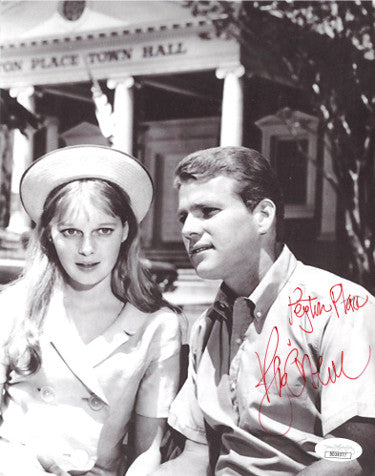 Ryan O'Neal Autographed 1964 Vintage 8x10 Photo Peyton Place- JSA Hologram #DD39377 (w/ Mia Farrow)-Powers Sports Memorabilia