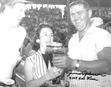 Junior Johnson Autographed NASCAR B&W 8x10 Photo 2009 Hall Fame- JSA Hologram #DD39375-Powers Sports Memorabilia