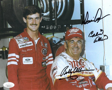 Bobby Allison/Donnie Allison/Eddie Allison triple Autographed NASCAR 8x10 Photo- JSA Hologram #DD39379 (w/ Davey Allison)-Powers Sports Memorabilia
