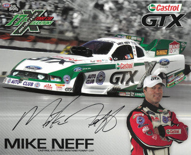 Mike Neff Autographed Castrol GTX Mustang Funny Car NHRA Racing 8x10 Photo-Powers Sports Memorabilia