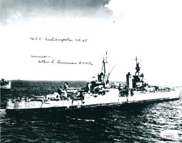 Arthur Leenerman Autographed Vintage B&W 8x10 Photo 1945 USS Indianapolis CA-35 Survivor- JSA Holo #DD90923 (Military)-Powers Sports Memorabilia