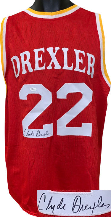 Clyde Drexler Autographed Red TB Custom Stitched Pro Style Basketball Jersey- JSA Hologram #WP945813-Powers Sports Memorabilia