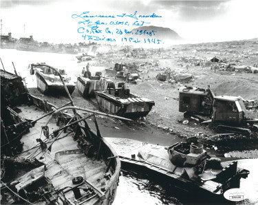 Lt. Gen. Lawrence Snowden Autographed WWII 1945 Iwo Jima USMC Commander Vintage B&W 8x10 Photo- JSA Hologram #DD64284-Powers Sports Memorabilia