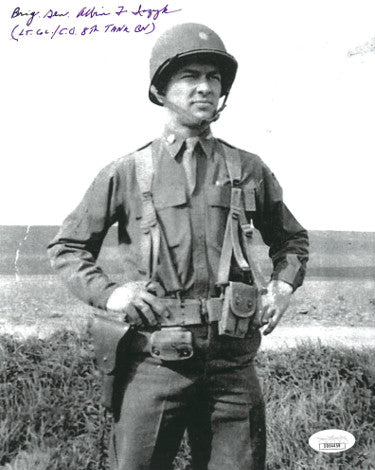Brigadier General Albin F. Irzyk Autographed WWII 4th Armored Div. Patton's 3rd Army Vintage B&W 8x10 Photo 8th Tank BN- JSA #DD64458-Powers Sports Memorabilia