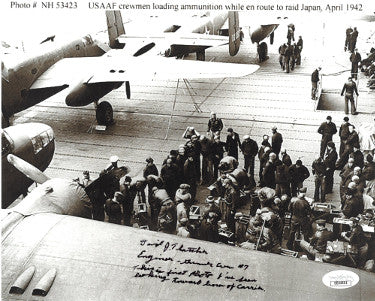 David Thatcher Autographed WWII Doolittle Raiders USS Hornet Vintage B&W 8x10 Photo Engineer- Gunner Crew #7- JSA Holo #DD64461-Powers Sports Memorabilia