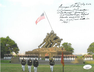 Lt. Gen. Lawrence Snowden Autographed WWII 1945 Iwo Jima USMC Commander Vintage Color 8x10 Photo Survivor- JSA Hologram #DD64537-Powers Sports Memorabilia