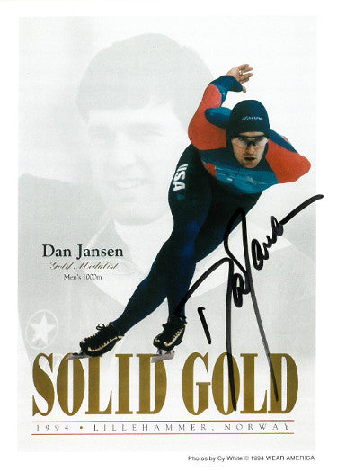 Dan Jansen Autographed 1994 Norway US Olympics Gold Medal 5x7 Photo- JSA Hologram #DD64338