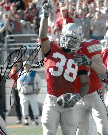 Brandon Joe Autographed Ohio State Buckeyes 8X10 Photo #38 (red jersey)-Powers Sports Memorabilia