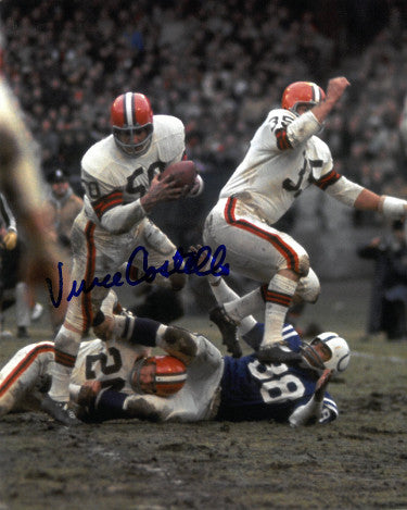 Vince Costello Autographed Cleveland Browns Vintage 8x10 Photo - COA-Powers Sports Memorabilia