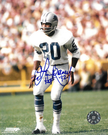 Lem Barney Autographed Detroit Lions 8x10 Photo #20 HOF 92 (white jersey)-Powers Sports Memorabilia