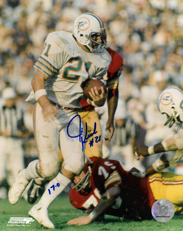 Jim Kiick Autographed Miami Dolphins 8x10 Photo #21 17-0 (Perfect Season)-Powers Sports Memorabilia