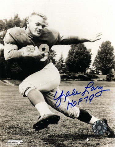 Yale Lary Autographed Detroit Lions Vintage Sepia NFL 8x10 Photo w/ HOF 79- COA-Powers Sports Memorabilia