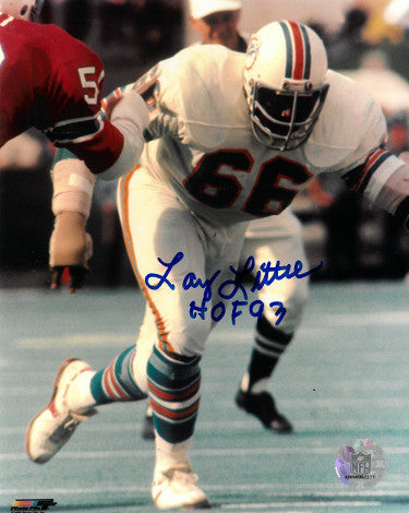 Larry Little Autographed Miami Dolphins NFL Licensed 8x10 Photo w/ HOF 93 - COA-Powers Sports Memorabilia