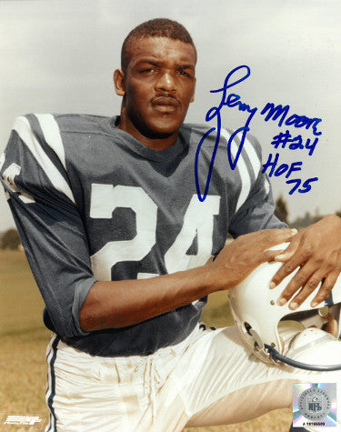 Lenny Moore Autographed Baltimore Colts NFL Licensed 8x10 Photo #24 w/ HOF 75 - COA-Powers Sports Memorabilia