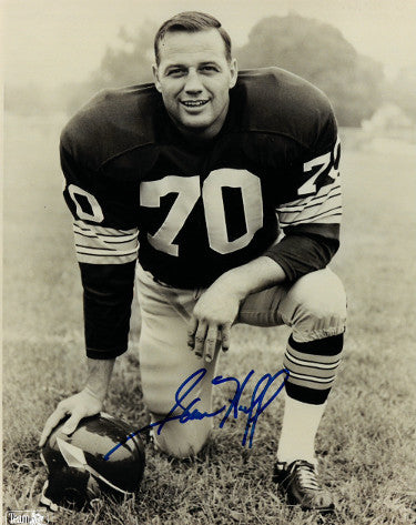 Sam Huff Autographed NFL Licensed Football Vintage 8x10 Photo - COA (New York Giants/Washington)-Powers Sports Memorabilia