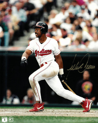 Julio Franco Autographed Cleveland Indians 8x10 Photo (white jersey)-Powers Sports Memorabilia