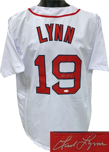 Fred Lynn Autographed White TB Custom Stitched Baseball Jersey XL- JSA Witnessed Hologram-Powers Sports Memorabilia
