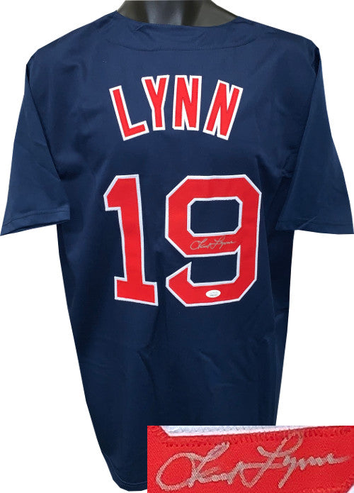Fred Lynn Autographed Navy TB Custom Stitched Baseball Jersey XL- JSA Witnessed Hologram-Powers Sports Memorabilia