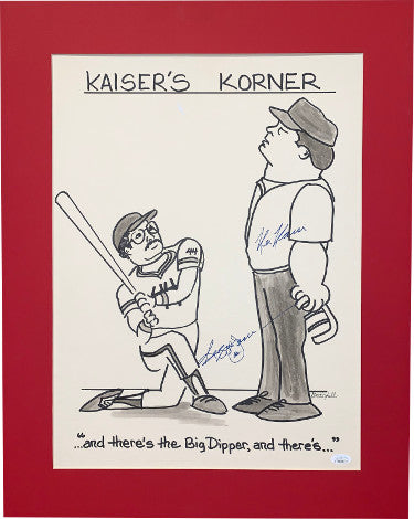 Reggie Jackson & Ken Kaiser dual Autographed Kaiser?ÇÖs Corner New York Yankees Big Dipper photo/artwork Matted 19.5x24.5 #44- JSA Holo-Powers Sports Memorabilia