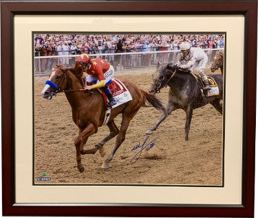 Mike E. Smith Autographed Justify 2018 Belmont Stakes 16 x 20 Photograph Custom Framing Triple Crown- Steiner Hologram-Powers Sports Memorabilia