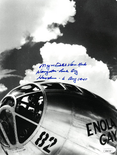 Dutch Van Kirk Autographed WWII Vintage B&W 8x10 Photo Navigator Enola Gay & Hiroshima 6 Aug 1945- JSA Hologram #DD64723-Powers Sports Memorabilia