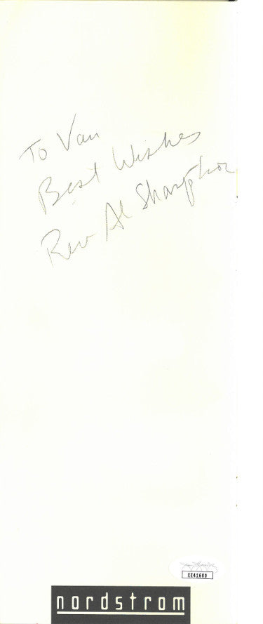 Rev. Al Sharpton Autographed 1990 Nordstrom Designer Program To Van- JSA Hologram #EE41600-Powers Sports Memorabilia